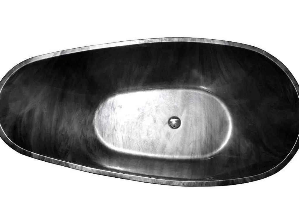 Banheira De Pousar*Shower & Design Banheira Autonoma Marbela - 190 L - 180*85*58Cm - Efeito Marmore - Preta