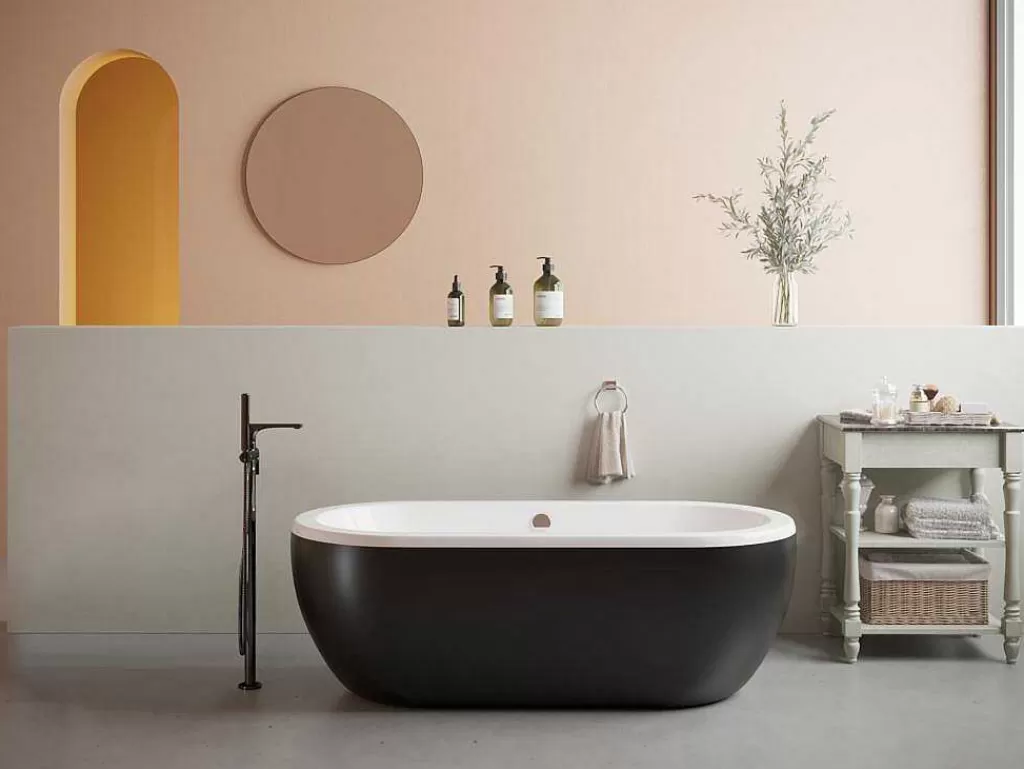 Banheira De Pousar*Shower & Design Banheira Clássica Oval 200 L, 170 X 80 X 58 Cm Cor Preta Em Acrilico - Neptuna