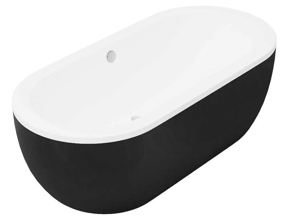 Banheira De Pousar*Shower & Design Banheira Clássica Oval 200 L, 170 X 80 X 58 Cm Cor Preta Em Acrilico - Neptuna