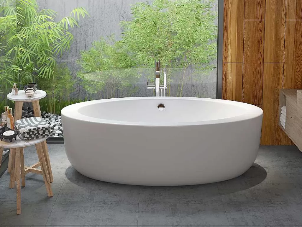Banheira De Pousar*Shower & Design Banheira Clássica Oval 251 L, 185X90X58 Cm, Acrilico Branco - Marmati
