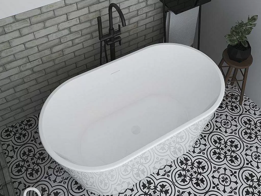 Banheira De Pousar*Shower & Design Banheira Clássica Oval De 180 L Dimensoes 130 X 71 X 58 Cm Cor Branco Em Acrilico - Apogon