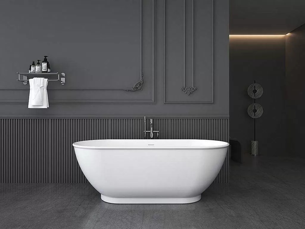Banheira De Pousar*Shower & Design Banheira Clássica Oval De 240 L Dimensoes 170 X 75 X 60 Cm Cor Branco Em Acrilico - Mobula