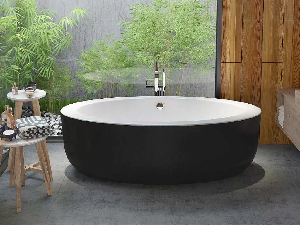Banheira De Pousar*Shower & Design Banheira Clássica Oval De 251 L 185 X 90 X 50 Cm Preta Em Acrilico - Marmati