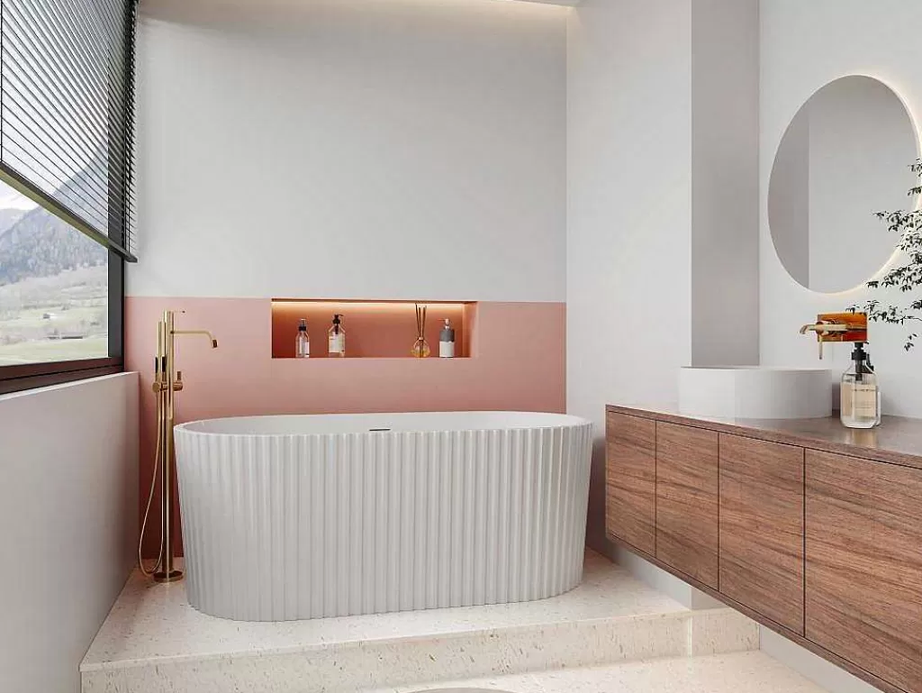 Banheira De Pousar*Shower & Design Banheira De Acrilico Estriada, Branco Brilhante, 220 L, 150 X 75 X 58 Cm - Aliena