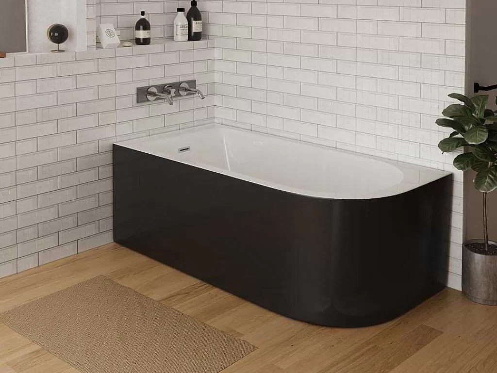 Banheira De Canto*Shower & Design Banheira De Canto 240 L, 170 X 75 X 58 Cm Preta, Canto Esquerdo - Anika