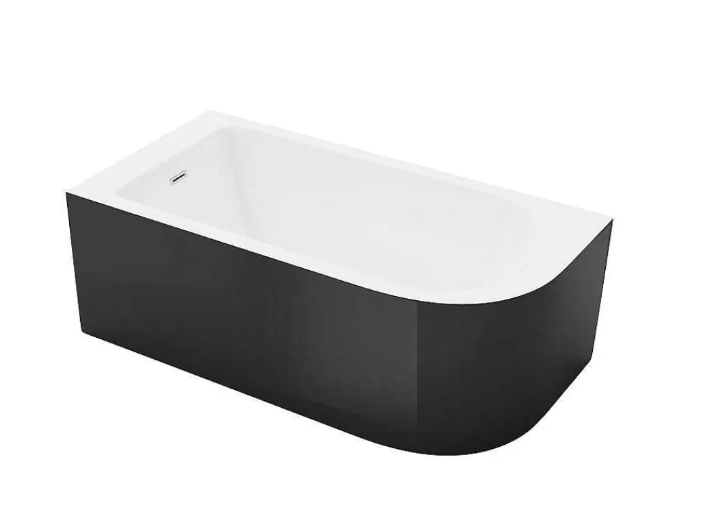 Banheira De Canto*Shower & Design Banheira De Canto 240 L, 170 X 75 X 58 Cm Preta, Canto Esquerdo - Anika