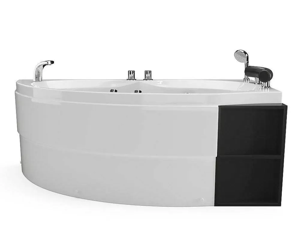 Banheira De Hidromassagem*Shower & Design Banheira De Hidromassagem Assimetrica Branca Com Nichos, 1 Lugar, 150X100 Cm, Canto Direito - Luana