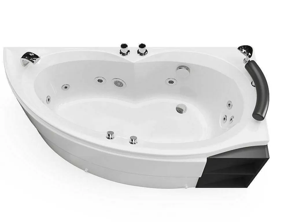 Banheira De Hidromassagem*Shower & Design Banheira De Hidromassagem Assimetrica Branca Com Nichos, 1 Lugar, 150X100 Cm, Canto Direito - Luana