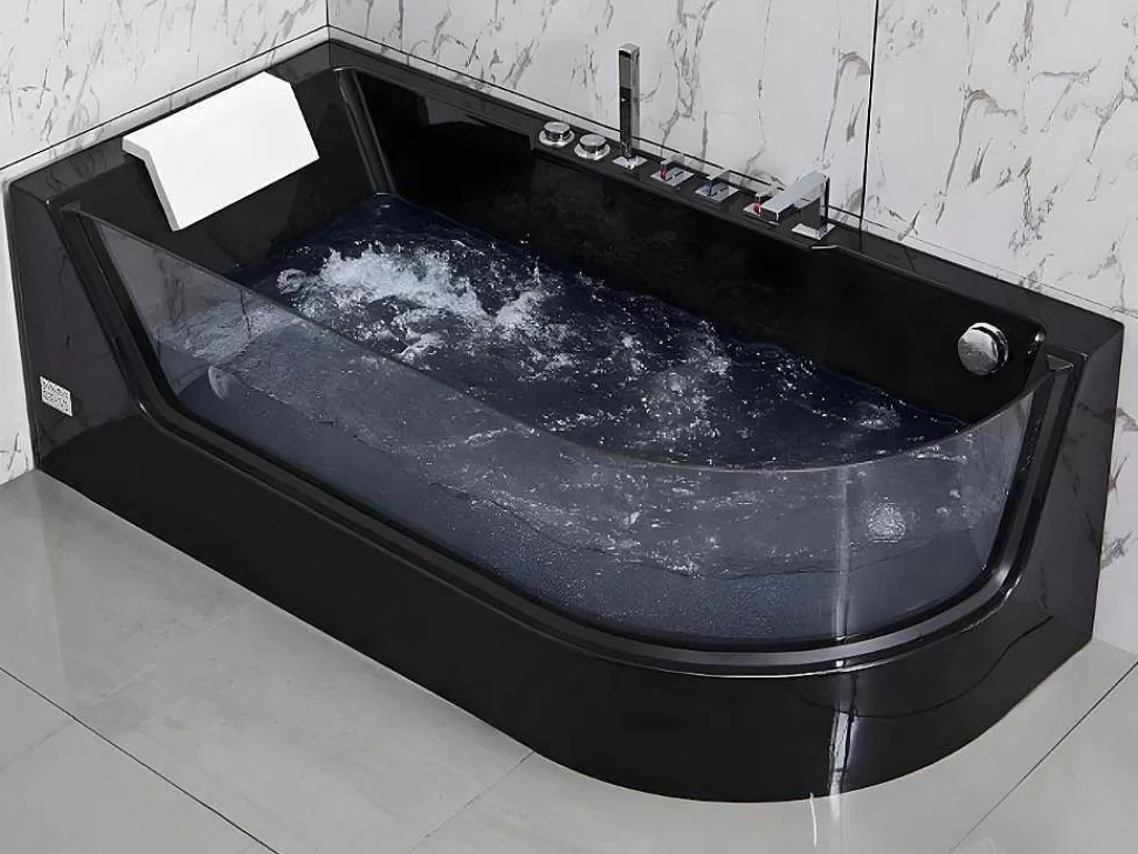 Banheira De Hidromassagem*Shower & Design Banheira De Hidromassagem Envidracada Aria Preta - 1 Lugar - 263L - 80*170*57 Cm