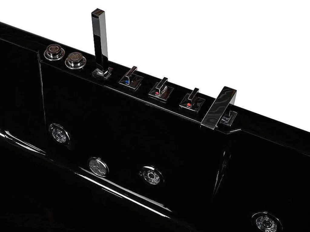 Banheira De Hidromassagem*Shower & Design Banheira De Hidromassagem Envidracada Aria Preta - 1 Lugar - 263L - 80*170*57 Cm