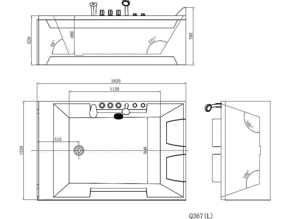 Banheira De Hidromassagem*Shower & Design Banheira De Hidromassagem Thalassa - 2 Péssoas - 182 X 122 X A64 Cm