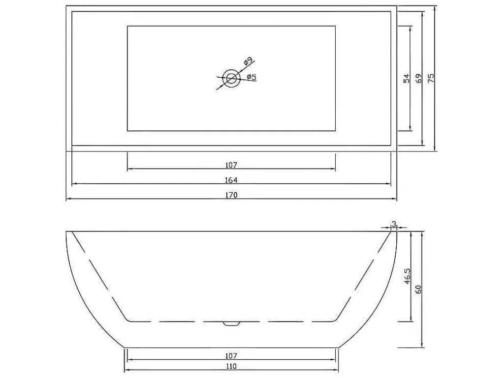 Banheira De Pousar*ELITESHOPPING Banheira Exenta Branca 170 X 75 Cm + Torneira - Destiny