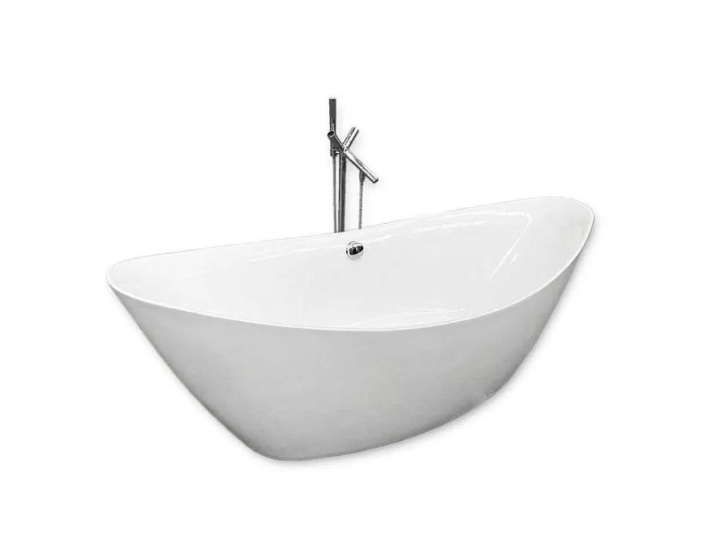 Banheira De Pousar*ELITESHOPPING Banheira Exenta Moderna 180 X 80 Cm Branca + Torneira - Faith