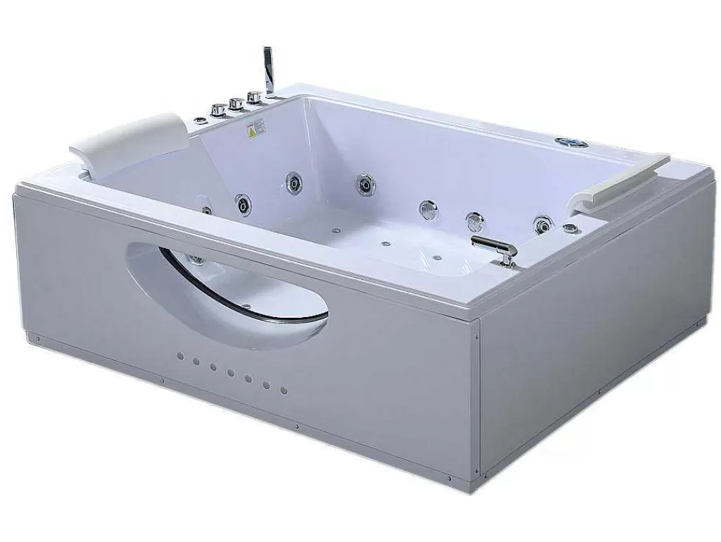 Banheira De Hidromassagem*ELITESHOPPING Banheira Hidromassagem Branca 178 X 147 Cm Bomba Dupla 33 Jatos - Petal