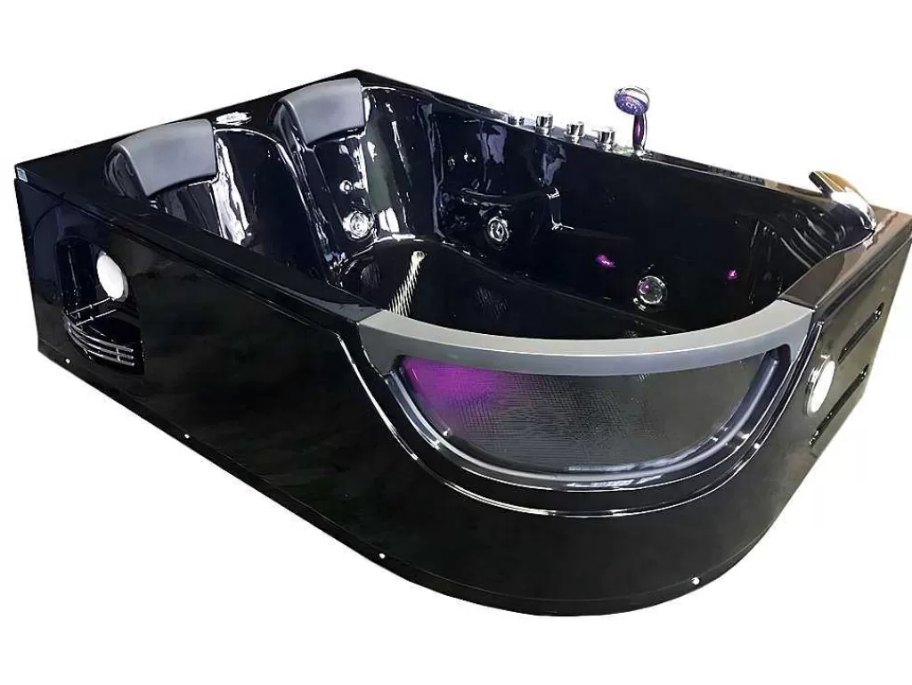 Banheira De Hidromassagem*ELITESHOPPING Banheira Hidromassagem Preta 120 X 180 Cm 2 Péssoas 8 Jatos - Violet