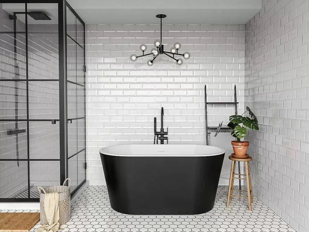 Banheira De Pousar*Shower & Design Banheira Oval Clássica, 180 L, 130 X 71 X 58 Cm Acrilico Preto - Apogon