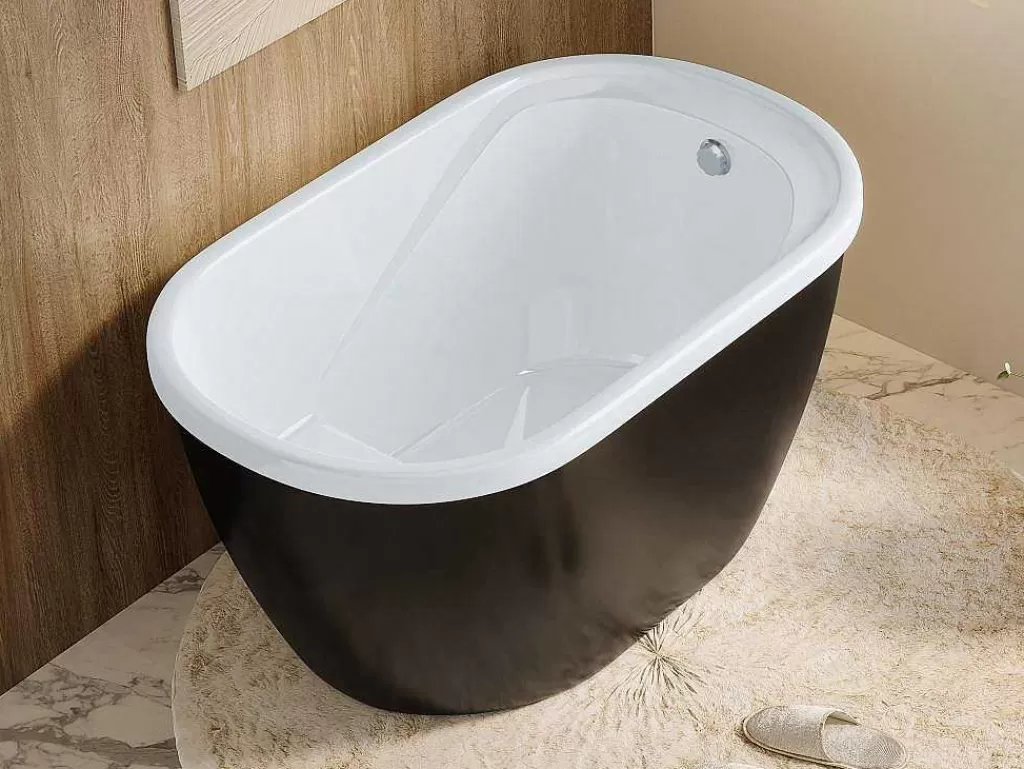 Banheira De Pousar*Shower & Design Banheira Oval Piccola - 1 Lugar - 240 L - 120*75*A65 Cm - Preta