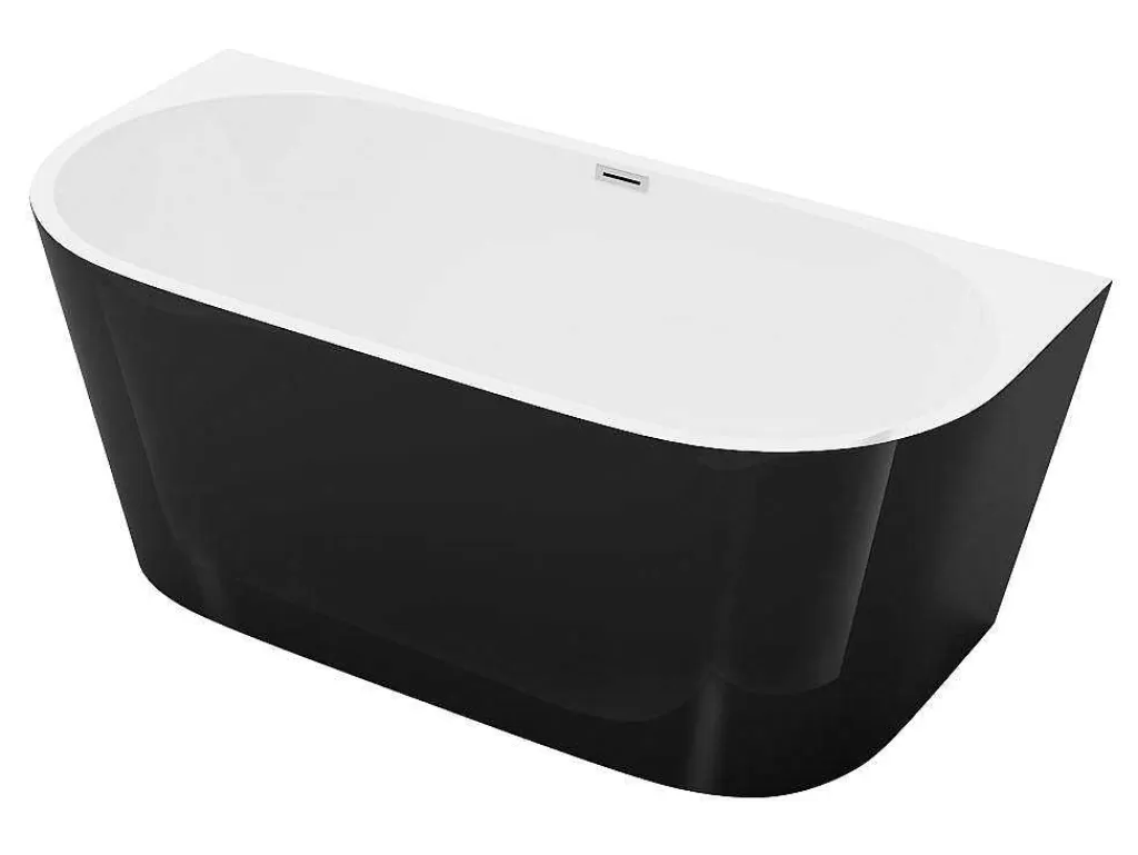 Banheira De Pousar E Encostar*Shower & Design Banheira Semi-Clássica 175 L, 130 X 71,5 X 58 Cm Preta Acrilico - Divina