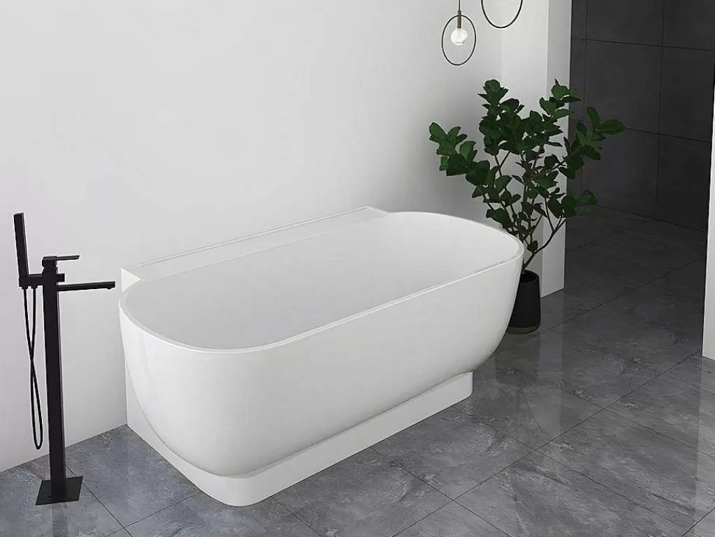 Banheira De Pousar E Encostar*Shower & Design Banheira Semi-Clássica Oval De 240 L, Dimensoes 150 X 76 X 58 Cm Cor Branco Em Acrilico - Vogler