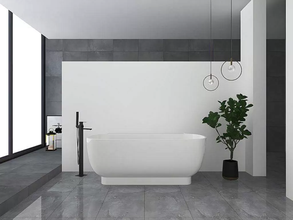 Banheira De Pousar E Encostar*Shower & Design Banheira Semi-Clássica Oval De 240 L, Dimensoes 150 X 76 X 58 Cm Cor Branco Em Acrilico - Vogler
