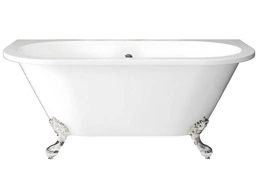 Banheira De Pousar E Encostar*Shower & Design Banheira Semi-Clássica Retro Com Pés De 154 L Dimensoes 150 X 74 X 61 Cm Cor Branco Em Acrilico - Sparus
