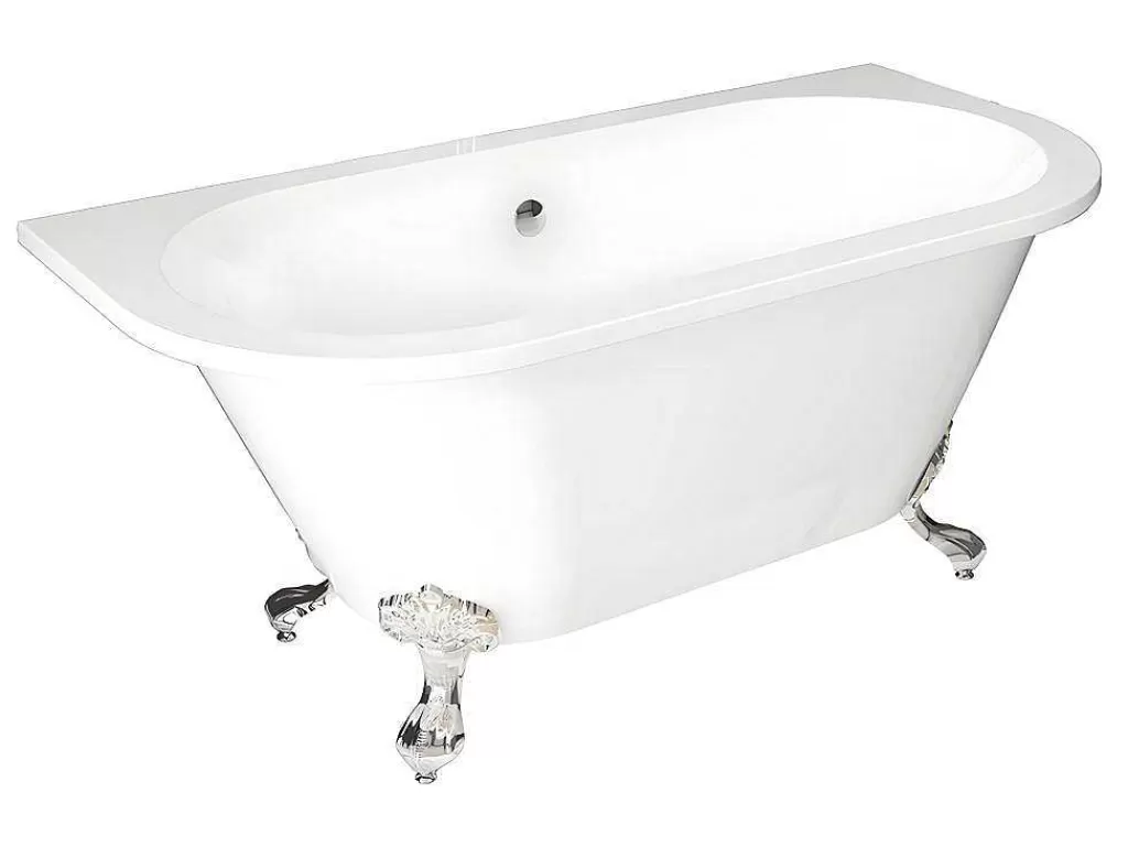 Banheira De Pousar E Encostar*Shower & Design Banheira Semi-Clássica Retro Com Pés De 154 L Dimensoes 150 X 74 X 61 Cm Cor Branco Em Acrilico - Sparus