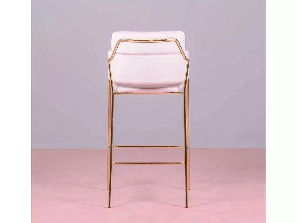 Bancos De Bar*Vente-unique Banqueta De Design Estofada Em Veludo E Pernas Douradas - Cruiser - Rosa