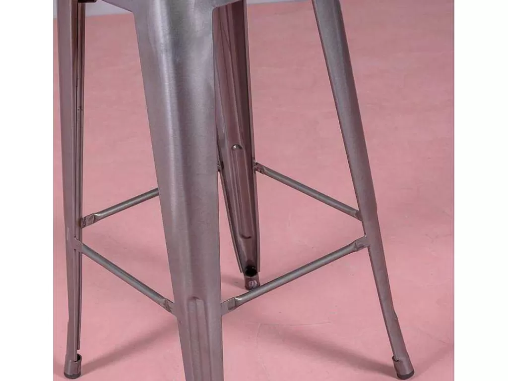 Bancos De Bar*Vente-unique Banqueta Industrial Em Aco Metalizado Com Encosto Alto (76Cm) - Bistro - Metal