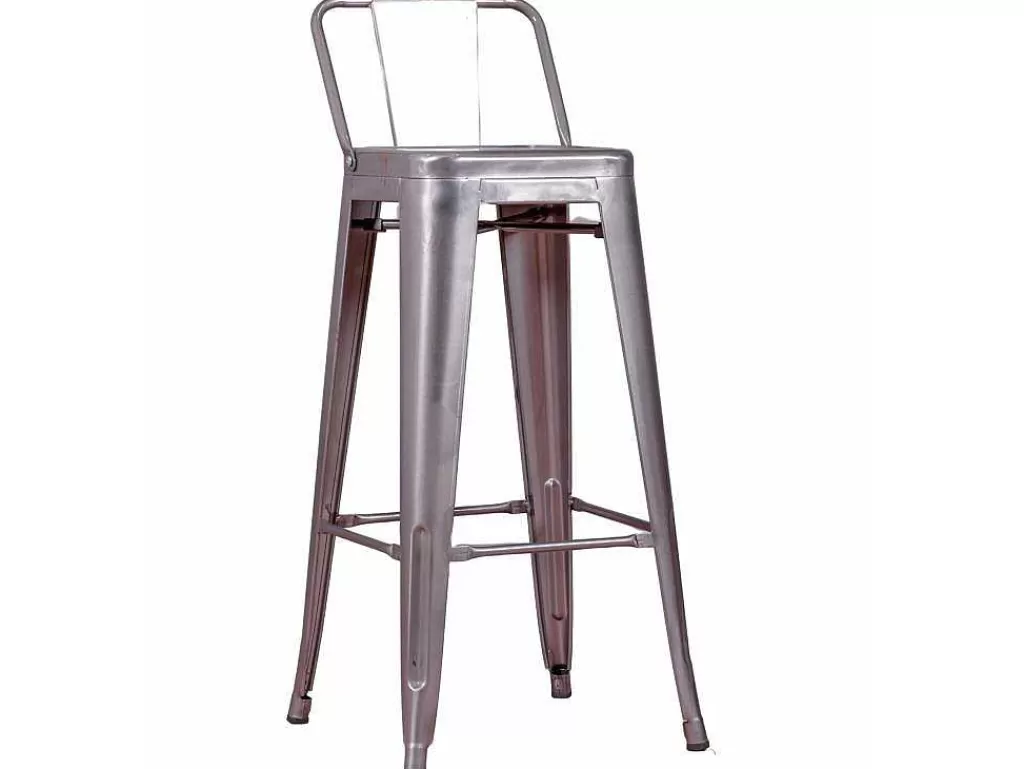 Bancos De Bar*Vente-unique Banqueta Industrial Em Aco Metalizado Com Encosto Baixo (76Cm) - Bistro - Metal