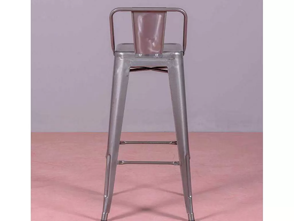 Bancos De Bar*Vente-unique Banqueta Industrial Em Aco Metalizado Com Encosto Baixo (76Cm) - Bistro - Metal