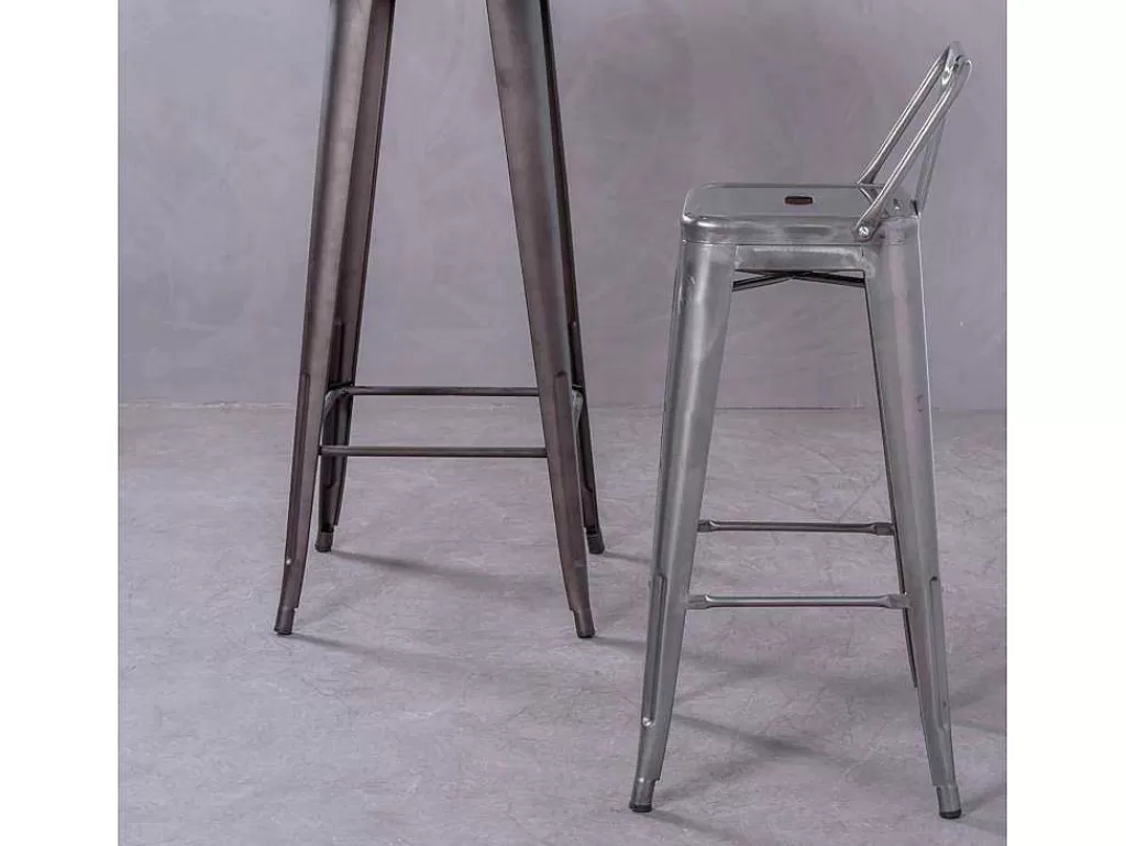 Bancos De Bar*Vente-unique Banqueta Industrial Em Aco Metalizado Com Encosto Baixo (76Cm) - Bistro - Metal