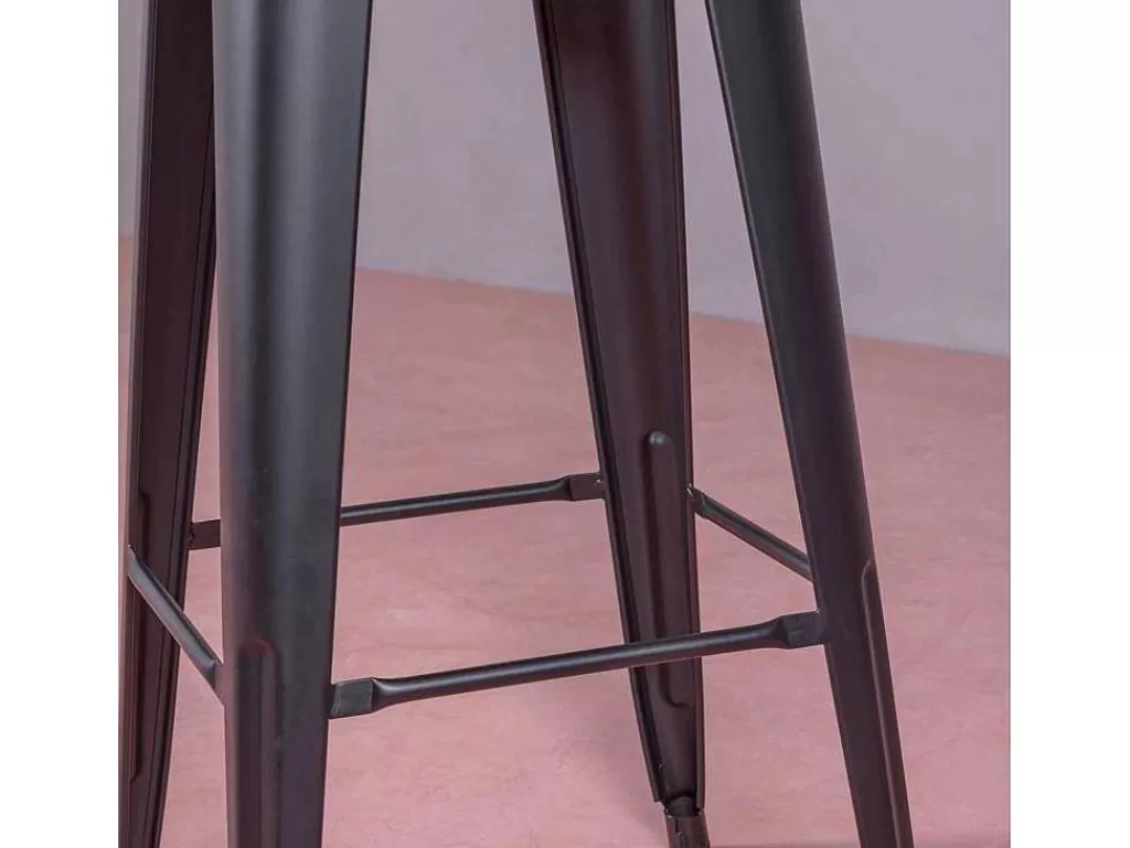Bancos De Bar*Vente-unique Banqueta Metalica Em Aco Lacado Com Encosto Alto (76Cm) - Bistro - Preto