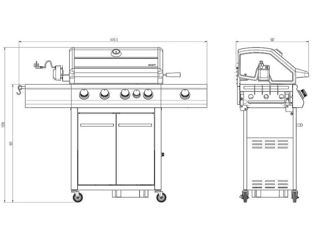 Barbecue, Braseiro De Jardim, Plancha*Vente-unique Barbecue A Gas Com 4 Bicos, 1 Fogao Lateral E 1 Assador 148X56X121 Cm - Roasty