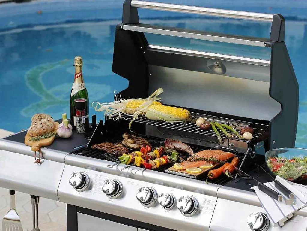 Barbecue, Braseiro De Jardim, Plancha*Vente-unique Barbecue A Gas Com 4 Bicos, 1 Fogao Lateral E 1 Assador 148X56X121 Cm - Roasty