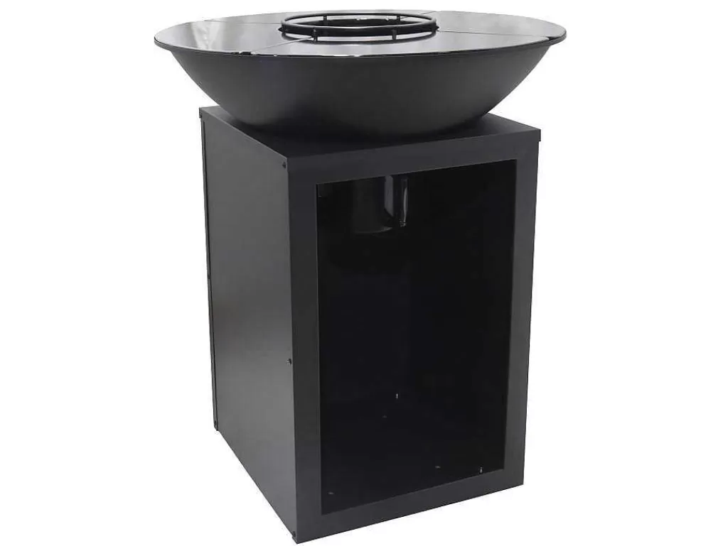Barbecue, Braseiro De Jardim, Plancha*Vente-unique Barbecue Grelhador Braseiro A Carvao E Madeira Com Arrumação 80 X 80 X 96 Cm Preto - Ignos