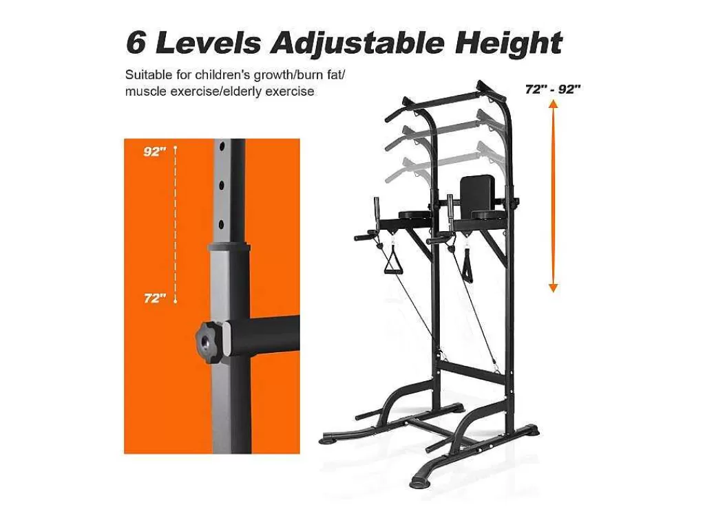 Fitness*Vente-unique Barra Multifuncoes Power Tower Dip Station Pull Up Bar Com Altura Ajustavel