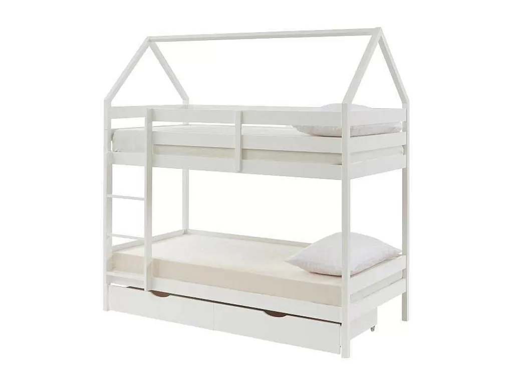 Beliche*Vente-unique Beliche Cabana De 2 X 90 X 190 Cm Com 2 Gavetas Em Pinho Cor Branco - Chori