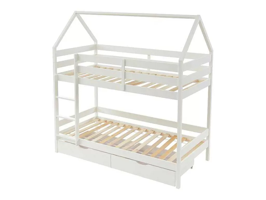 Beliche*Vente-unique Beliche Cabana De 2 X 90 X 190 Cm Com 2 Gavetas Em Pinho Cor Branco - Chori