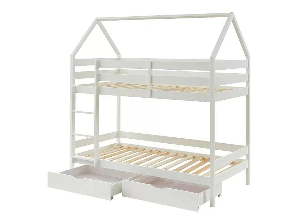 Beliche*Vente-unique Beliche Cabana De 2 X 90 X 190 Cm Com 2 Gavetas Em Pinho Cor Branco - Chori