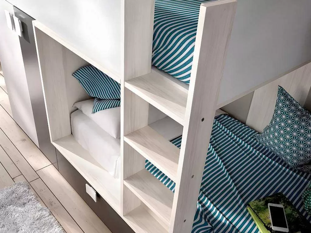 Beliche*Vente-unique Beliche Com Armário Integrado De 2 X 90 X 190 Cm Cor Branco, Natural E Antracite - Juanito
