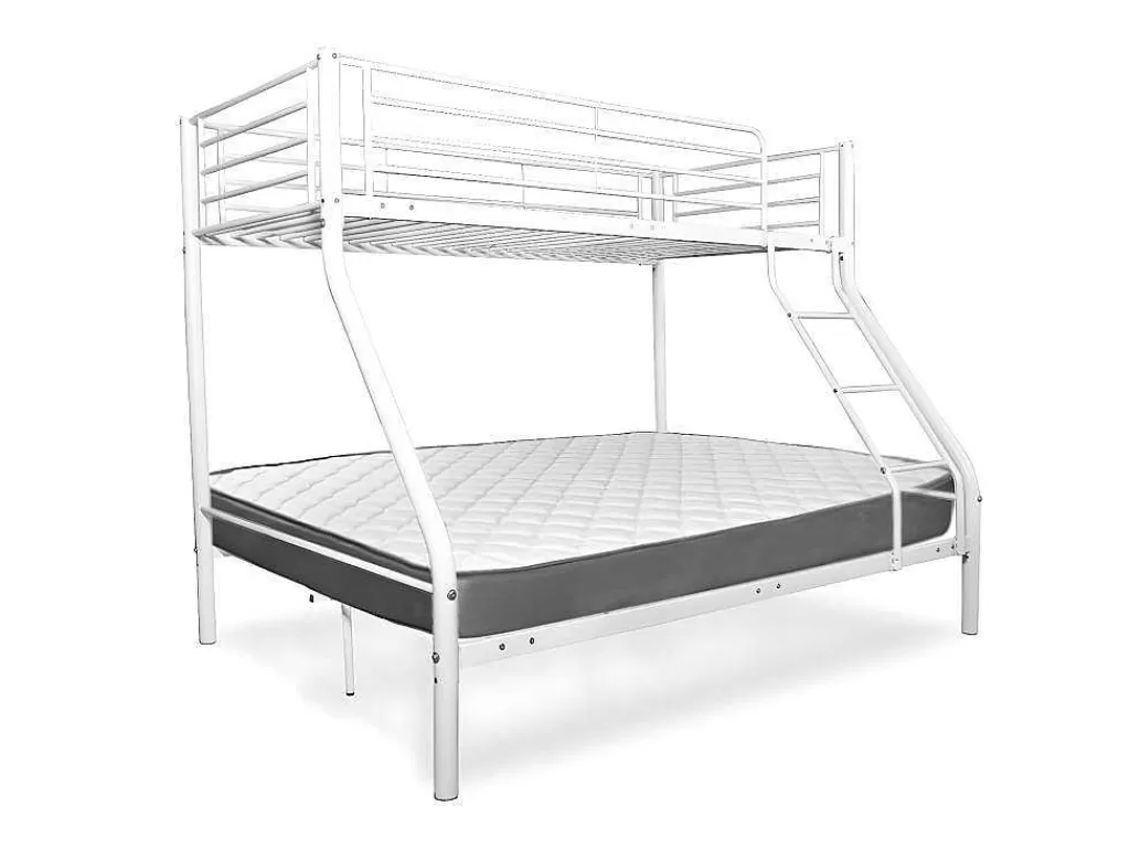 Cama De Adulto*Saldosystocks Beliche Duplo E Solteiro De Metal Para 3 Péssoas, Branco