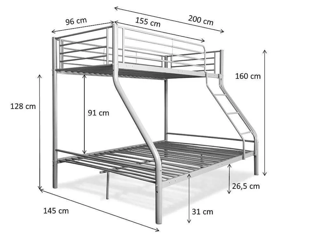 Cama De Adulto*Saldosystocks Beliche Duplo Metalico E Individual Para 3 Péssoas Na Cor Cinza