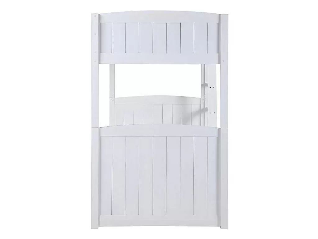 Beliche*Vente-unique Beliche Separavel De 2 X 90 X 190 Cm Com Espacos De Arrumação Em Pinho Branco + Colchão - Anchise Ii