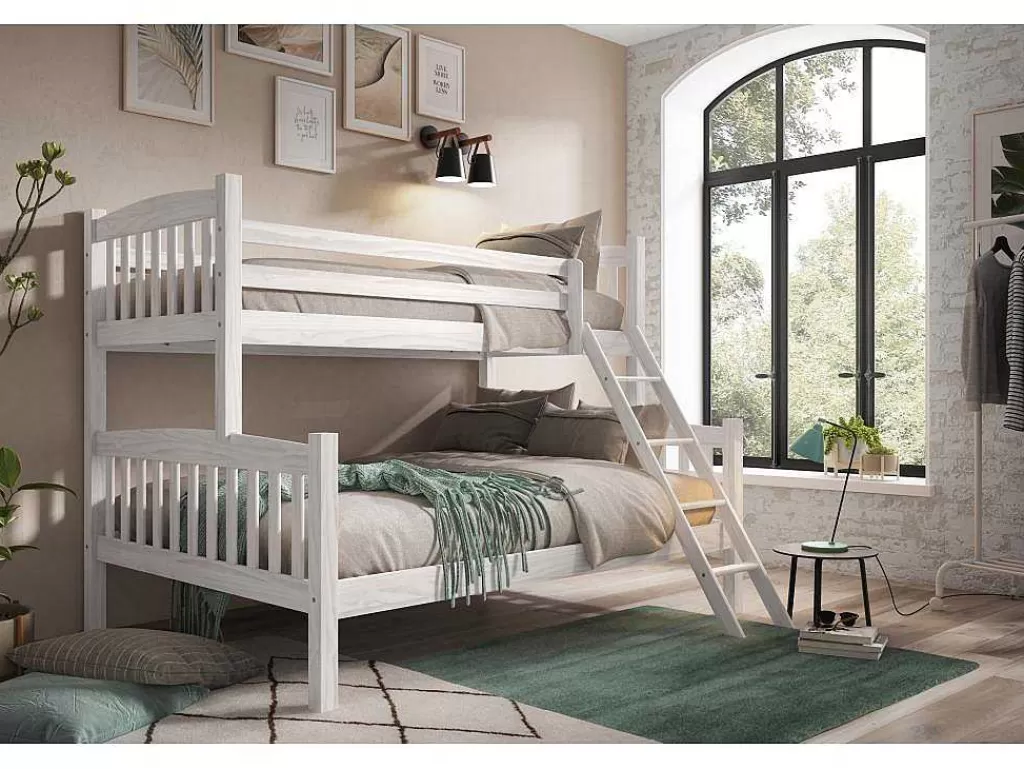 Cama De Criança*Venprodin Beliche Triplo Duplo Duplo Infantil Em Madeira Macica 190X90/190X135 - Cor Branca
