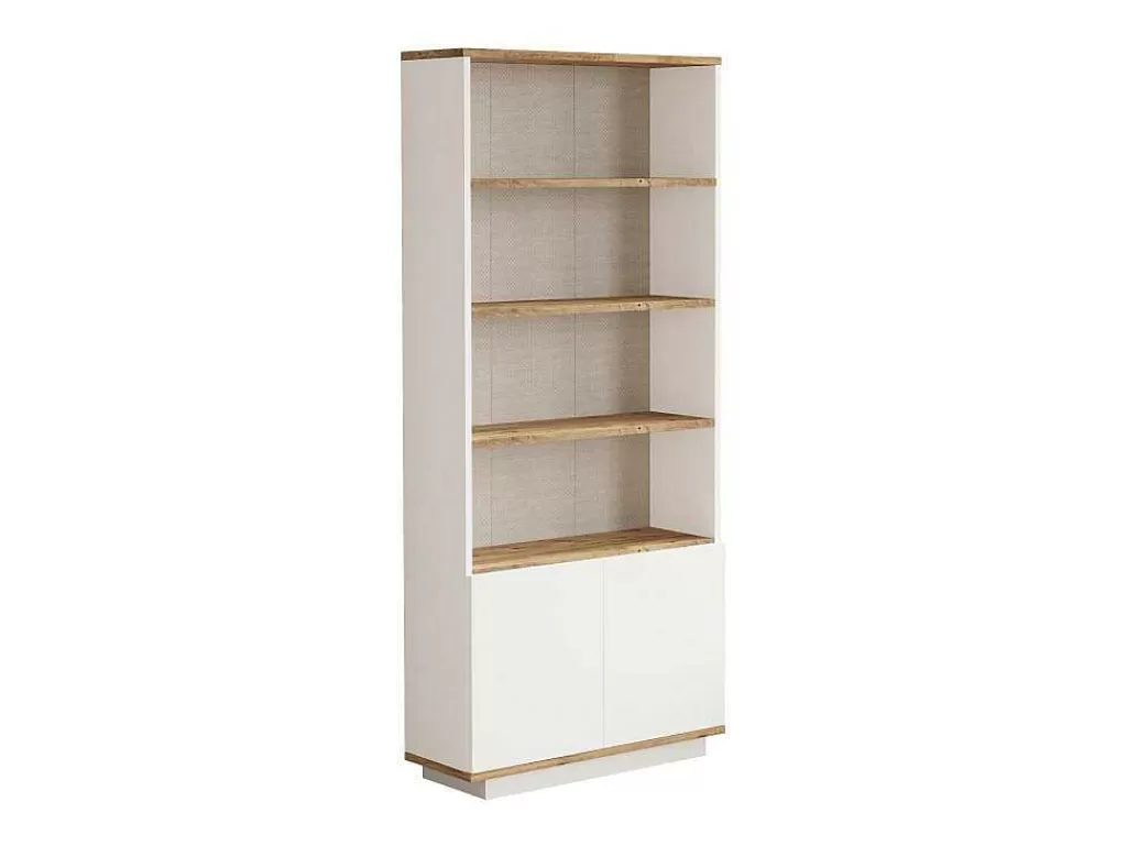 Biblioteca, Vitrina, Estante*Vente-unique Biblioteca Com 2 Portas E 4 Nichos Natural Claro E Branco - Lotula