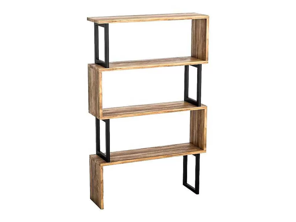 Biblioteca, Vitrina, Estante*Vente-unique Biblioteca Com 3 Prateleiras Em Metal Natural Claro E Preto - Roveni
