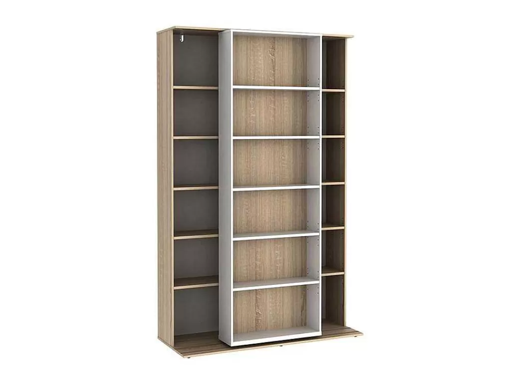 Biblioteca, Vitrina, Estante*Vente-unique Biblioteca De Correr Com 18 Nichos Cor Branco E Carvalho - Prali