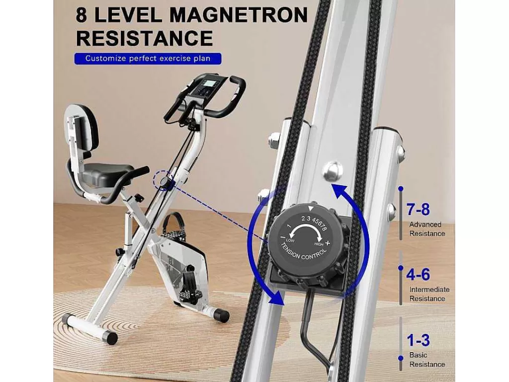 Fitness*Vente-unique Bicicleta De Exercicio Dobravel 3 Em 1, Bicicleta De Fitness Reclinada Magnetica X-Bike Com Resistencia Ajustavel De 8 Niveis Para Treino De Ginasio Em Casa