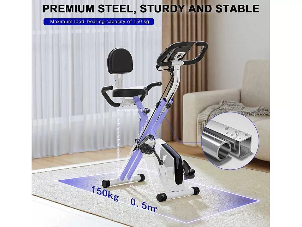 Fitness*Vente-unique Bicicleta De Exercicio Dobravel 3 Em 1, Bicicleta De Fitness Reclinada Magnetica X-Bike Com Resistencia Ajustavel De 8 Niveis Para Treino De Ginasio Em Casa