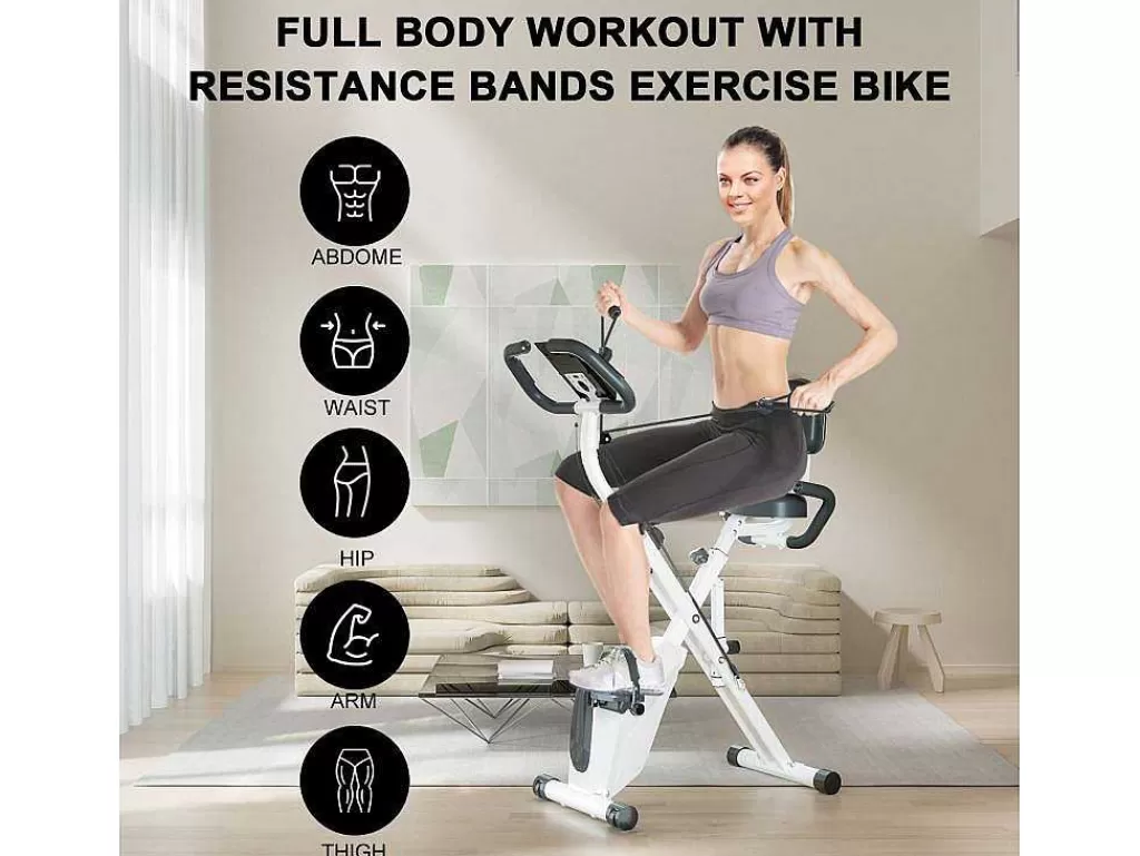 Fitness*Vente-unique Bicicleta De Exercicio Dobravel 3 Em 1, Bicicleta De Fitness Reclinada Magnetica X-Bike Com Resistencia Ajustavel De 8 Niveis Para Treino De Ginasio Em Casa